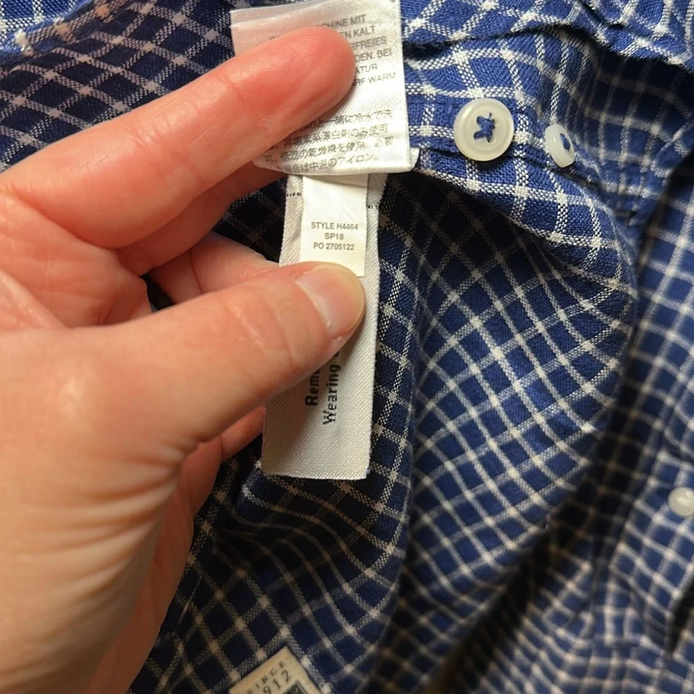 J. Crew Men’s Blue Checkered Slim Long Sleeve Irish Linen Button Down Shirt Sz S